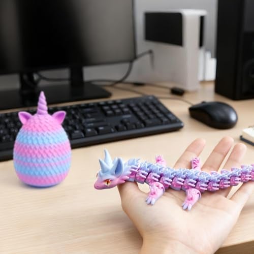 Flavery 3D Printed Unicorn Dragon Egg Easter Basket Stuffers Unicorn Egg Toys for Boys Girls 3D Printing Gift Toy Desk Executive Pet ChristmasBirthday Gift Sea Color - Image 5