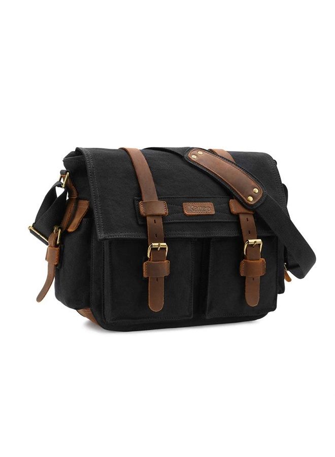 Kattee Leather Canvas Camera Bag Vintage DSLR SLR Messenger Shoulder Bag - Image 1