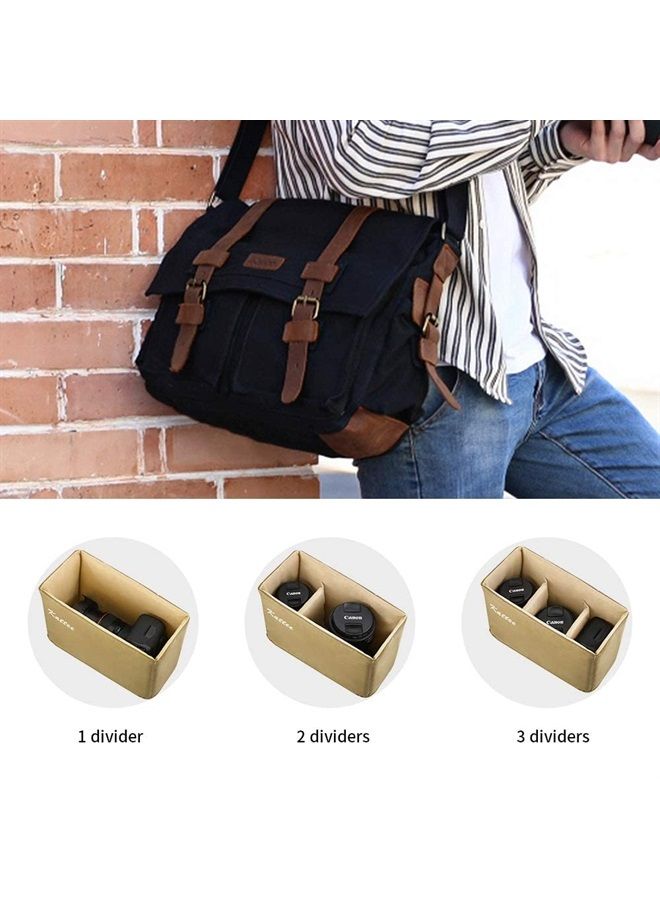 Kattee Leather Canvas Camera Bag Vintage DSLR SLR Messenger Shoulder Bag - Image 5