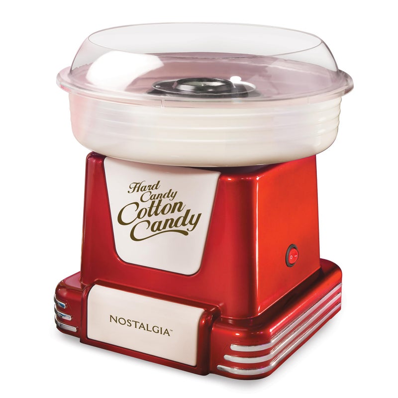 Nostalgia Nostalgia Cotton Candy Machine - Retro Cotton Candy Machine for Kids with 2 Reusable Cones, 1 Sugar Scoop, and 1 Extractor Head – Red  - Image 1