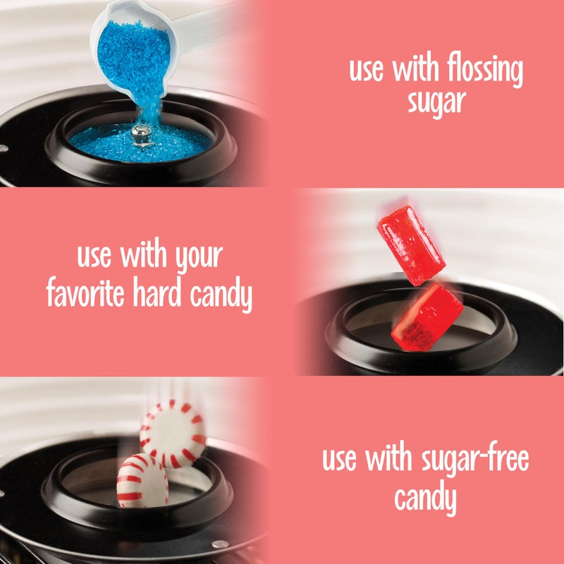 Nostalgia Nostalgia Cotton Candy Machine - Retro Cotton Candy Machine for Kids with 2 Reusable Cones, 1 Sugar Scoop, and 1 Extractor Head – Red  - Image 5
