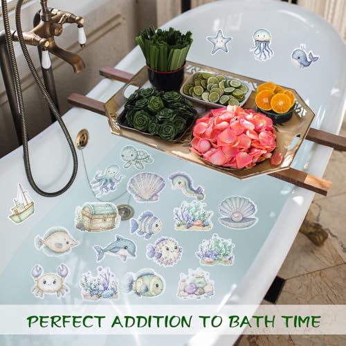 Giftormous Bathtub Non-Slip Stickers for Shower - 20 PCS Bathroom Large Cute Sea Creature Anti-Slip Grips Stickers with Scraper for Kids Bath Tub and Slippery Floor Decor - Image 2