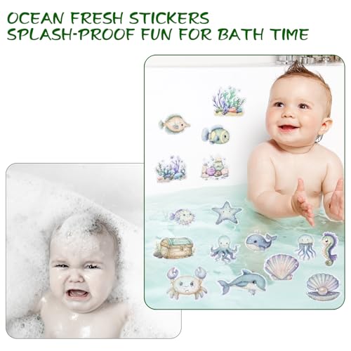 Giftormous Bathtub Non-Slip Stickers for Shower - 20 PCS Bathroom Large Cute Sea Creature Anti-Slip Grips Stickers with Scraper for Kids Bath Tub and Slippery Floor Decor - Image 3