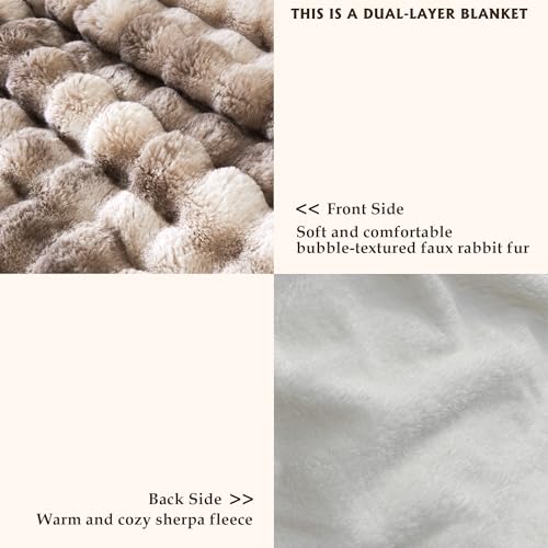 Serenhom 50x60 Inches Ultra-Soft Fuzzy Faux Fur Plush Throw Blanket - Thick, Warm Sherpa for Couch, Sofa, Bedroom, Camping - Decorative Blanket for Cozy Warmth, Bubble Brown Tie Dye - Image 3