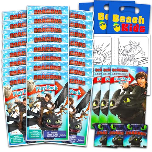 DreamWorks How To Train Your Dragon Mini Party Favors Set Bundle with 24 HTTYD Play Packs with Coloring Pages Stickers More How to Train Your Dragon Party Supplies - Image 1