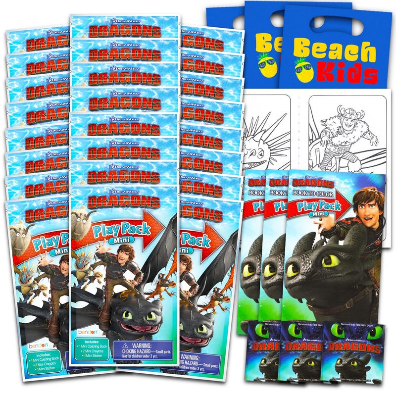 DreamWorks How To Train Your Dragon Mini Party Favors Set Bundle with 24 HTTYD Play Packs with Coloring Pages Stickers More How to Train Your Dragon Party Supplies - Image 2