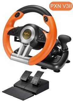 Steering Wheel PC Racing Wheel Game Driving Wheel 180° Competition with Universal USB Port and with Pedal Compatible with  PC, PS4