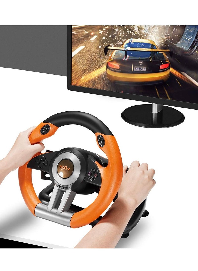 PXN - Steering Wheel PC Racing Wheel Game Driving Wheel 180° Competition with Universal USB Port and with Pedal Compatible with  PC, PS4 - Image 1