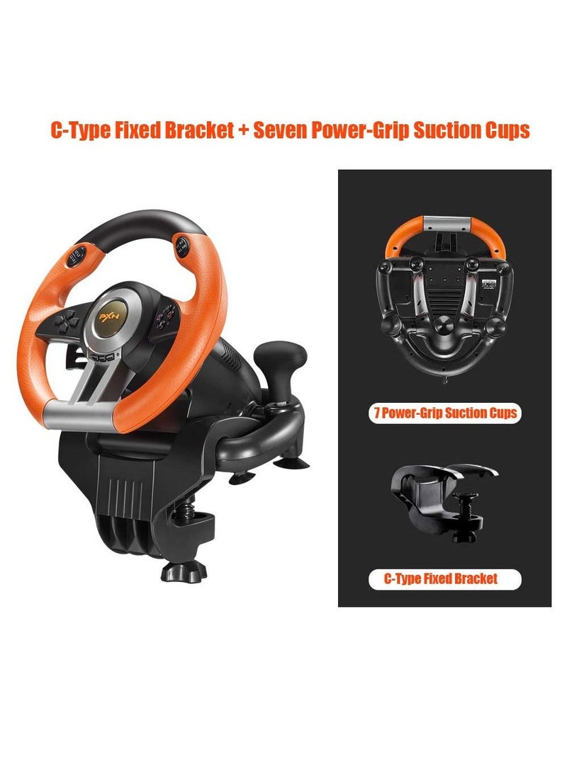 PXN - Steering Wheel PC Racing Wheel Game Driving Wheel 180° Competition with Universal USB Port and with Pedal Compatible with  PC, PS4 - Image 1