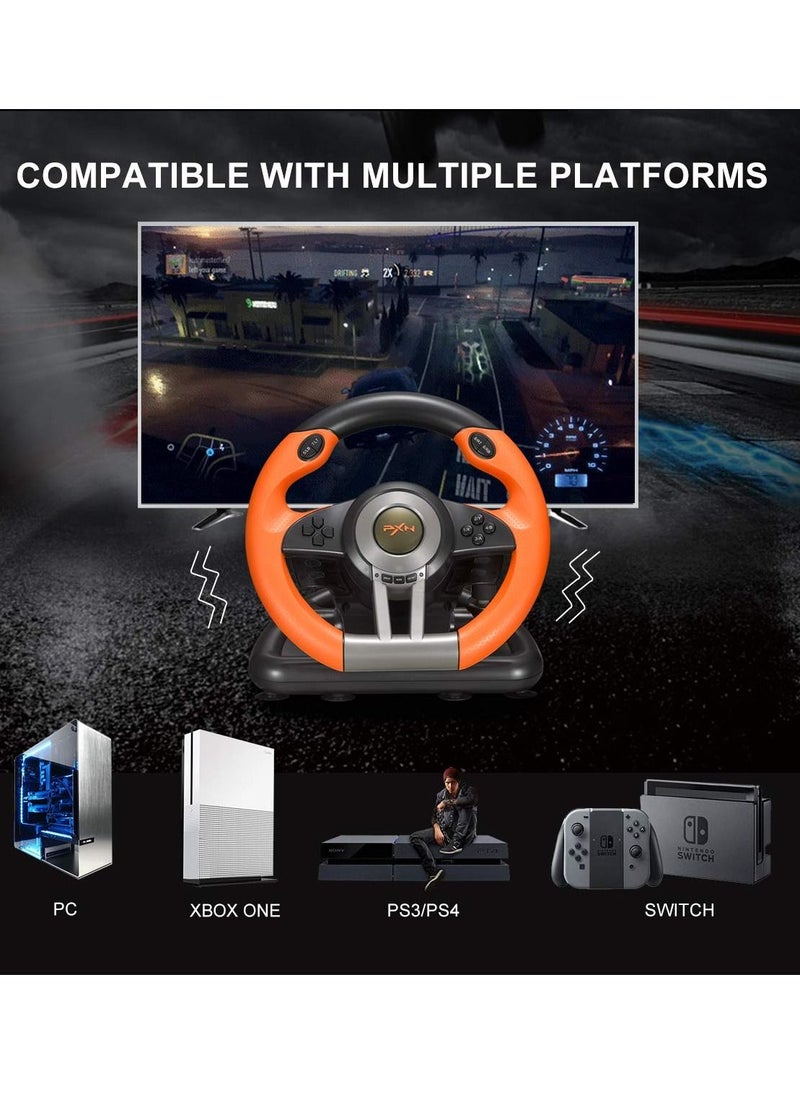 PXN - Steering Wheel PC Racing Wheel Game Driving Wheel 180° Competition with Universal USB Port and with Pedal Compatible with  PC, PS4 - Image 1