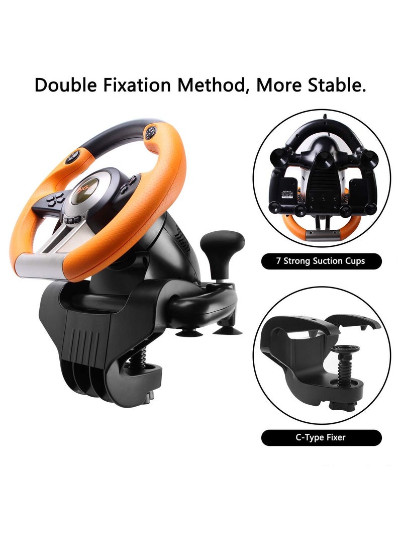 PXN - Steering Wheel PC Racing Wheel Game Driving Wheel 180° Competition with Universal USB Port and with Pedal Compatible with  PC, PS4 - Image 1