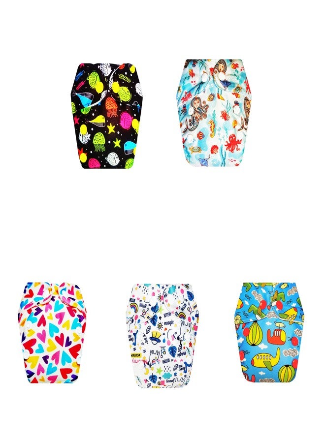 Dumbledo Premium Newborn Cloth Diaper with Integrated Insert (Pack of 5) | Soft & Gentle | Leakproof | Adjustable Snaps | Everyday Diapering Essential | 0 - 4 Months | Unisex Baby - Image 1