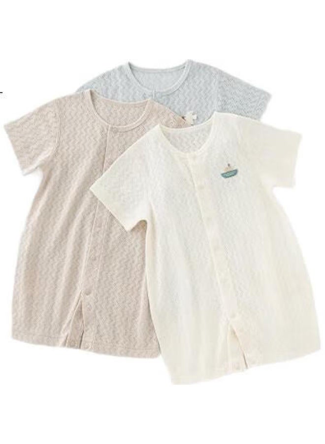 Good bear Guaiqi Bear Baby Summer Short-sleeve Bodysuit, Thin And Breathable, Pure Cotton Pajamas, Close-fitting Home Onesie, Newborn Romper - Image 3