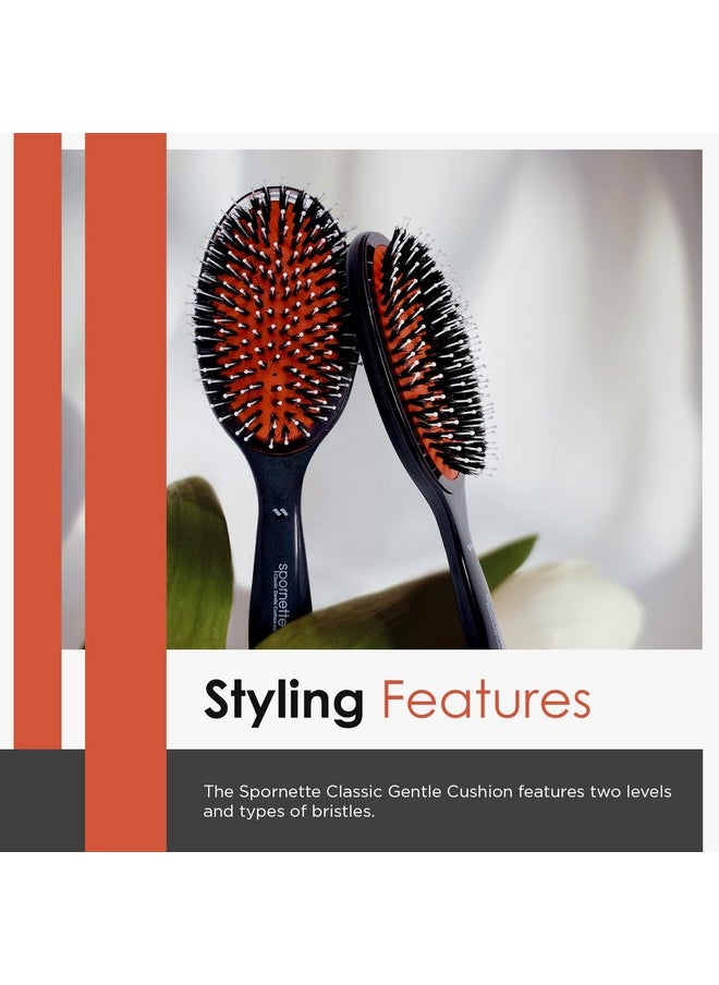 Spornette Classic Cushion Hair Brush, Boar & Ball-Tipped Nylon Bristles - Lightweight Oval Handle Brush For Straightening, Styling, Setting & Detangling - All Hair Types On Men, Women And Children  - Image 3