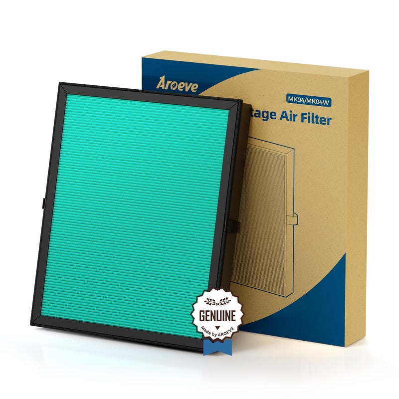 AROEVE MK04 Air Filter Suitable for MK04 for Dust Pet Dander Smoke Pollen for Bedroom and Office Standard Version