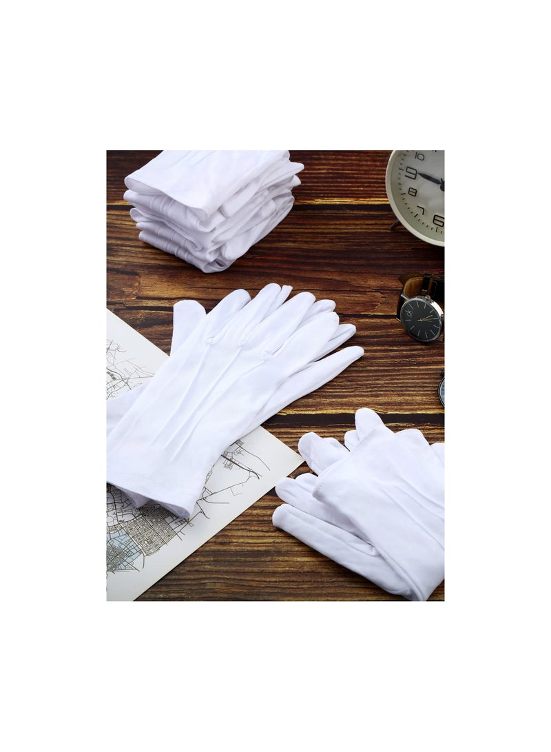 White Gloves, 6 Pairs for Men Women Parade Pallbearer Gloves Nylon Formal Cosplay Party Costume Supplies Police Server Funeral Tuxedo Guard Parade, Majorette Dance Uniform