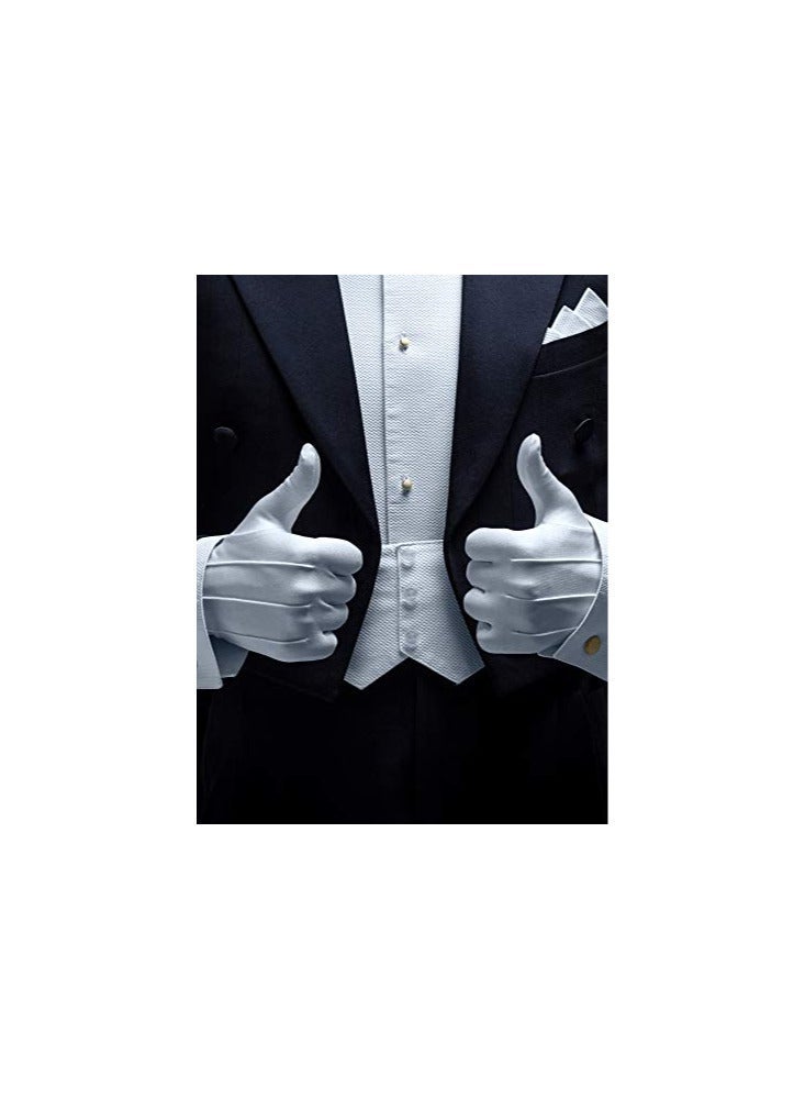 White Gloves, 6 Pairs for Men Women Parade Pallbearer Gloves Nylon Formal Cosplay Party Costume Supplies Police Server Funeral Tuxedo Guard Parade, Majorette Dance Uniform