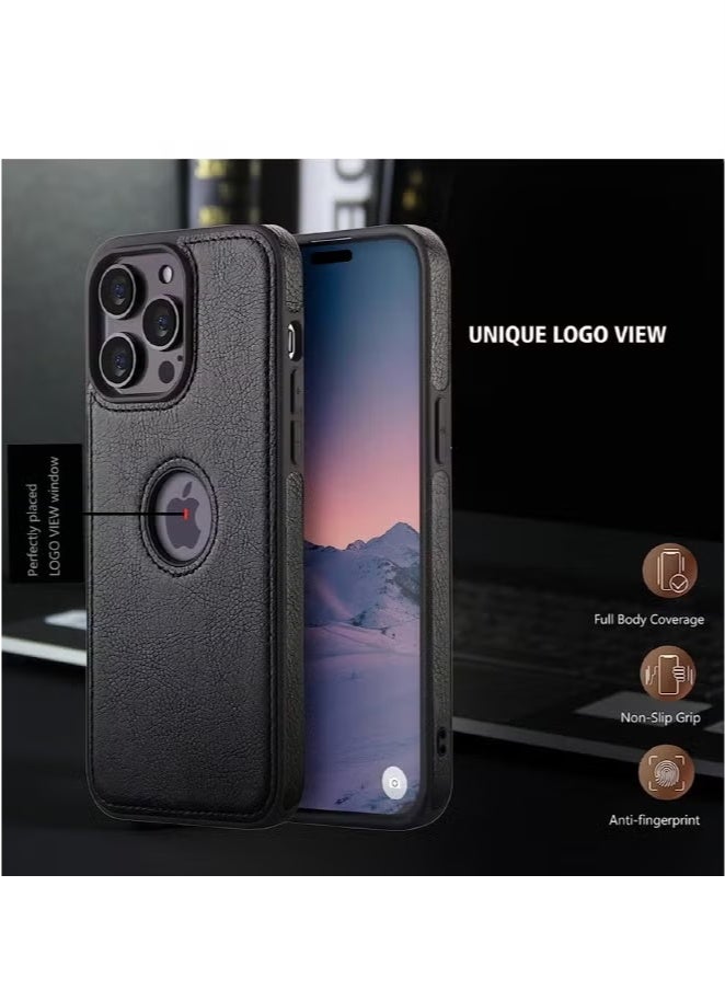 iPhone 14 Pro Max Case, Vegan Leather Protective Case for iPhone 14 Pro Max 6.7", Luxury, Elegant and Beautiful Design Cover, Non-Slip Vintage Looking Perfect Stitching Leather Case (Black) - Image 3