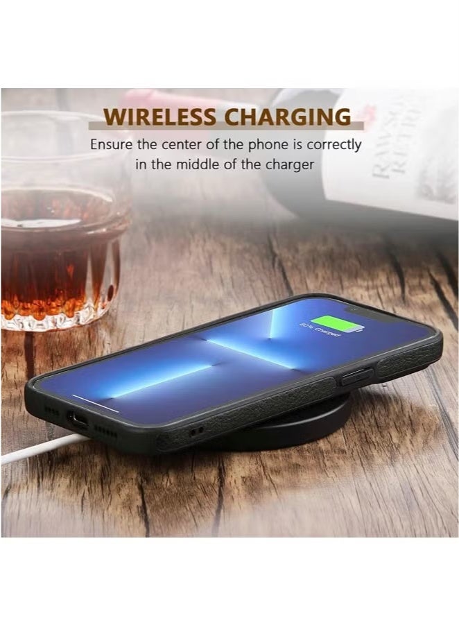 iPhone 14 Pro Max Case, Vegan Leather Protective Case for iPhone 14 Pro Max 6.7", Luxury, Elegant and Beautiful Design Cover, Non-Slip Vintage Looking Perfect Stitching Leather Case (Black) - Image 5