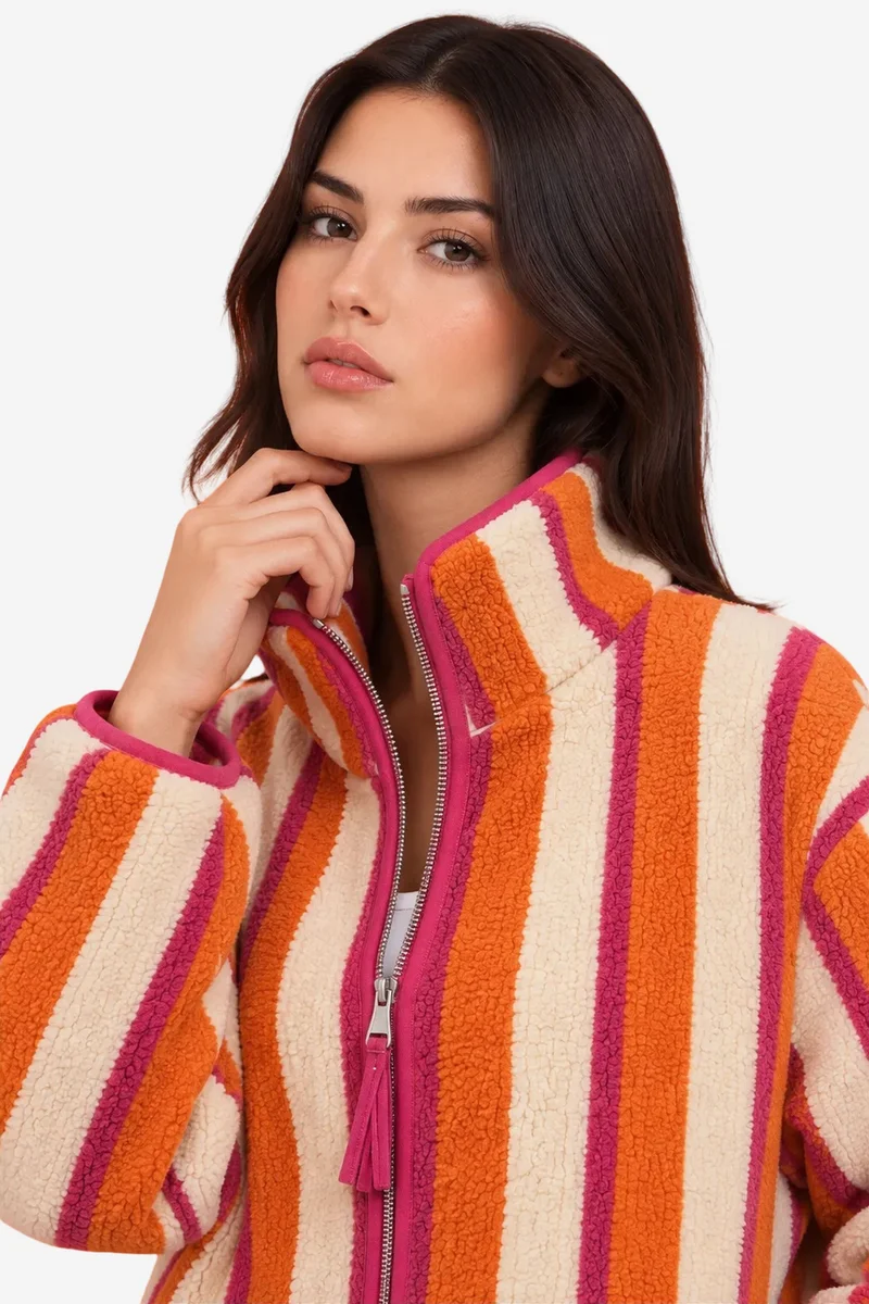 Mixray MIXRAY Women's Geometric Zipper Collar Sweatshirt
