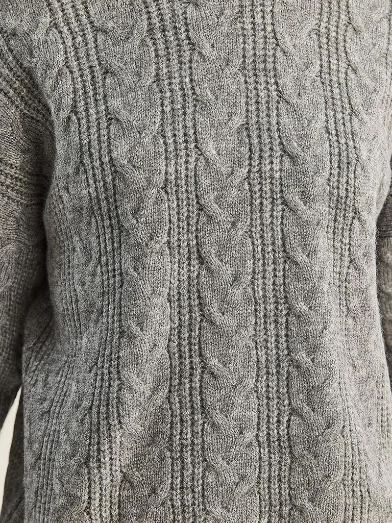 Bianco Lucci LUCCI Oversize Crew Neck Thick Knit Sweater