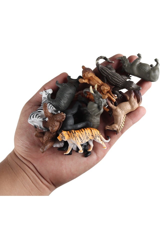 HALAMODO 12 Pcs Mini Wild Animal Model Set - Small Wild Animal Figures for Toddlers, Include Giraffe, Zebra, Panda, Gorilla, Lion, Elephant Figurines etc, Mini Safari Animal Toys, Children's Party Birthday Gift - Image 2