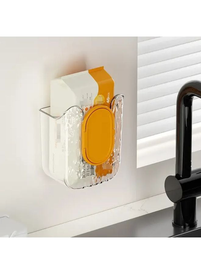 White Wall Mounted Wet Wipes Holder With Transparent Lid Bathroom Kitchen Organizer - Image 2
