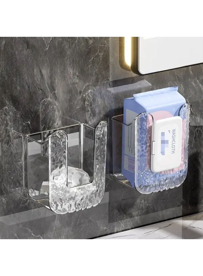 White Wall Mounted Wet Wipes Holder With Transparent Lid Bathroom Kitchen Organizer - Image 3
