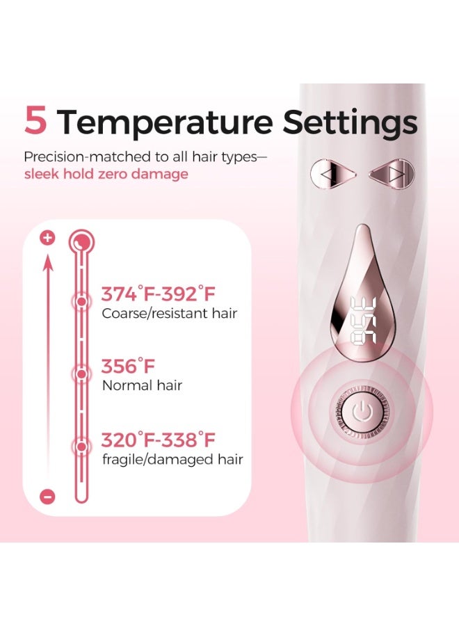 Multifunctional Automatic Curling Iron, Beach Wave Curling Wand, Portable Rotating Curler, Dual Voltage, Lightweight and Portable, Ceramic Coated, Straightening Brush, 1inch and 1.25 inch 3-in-1, Pink - Image 4