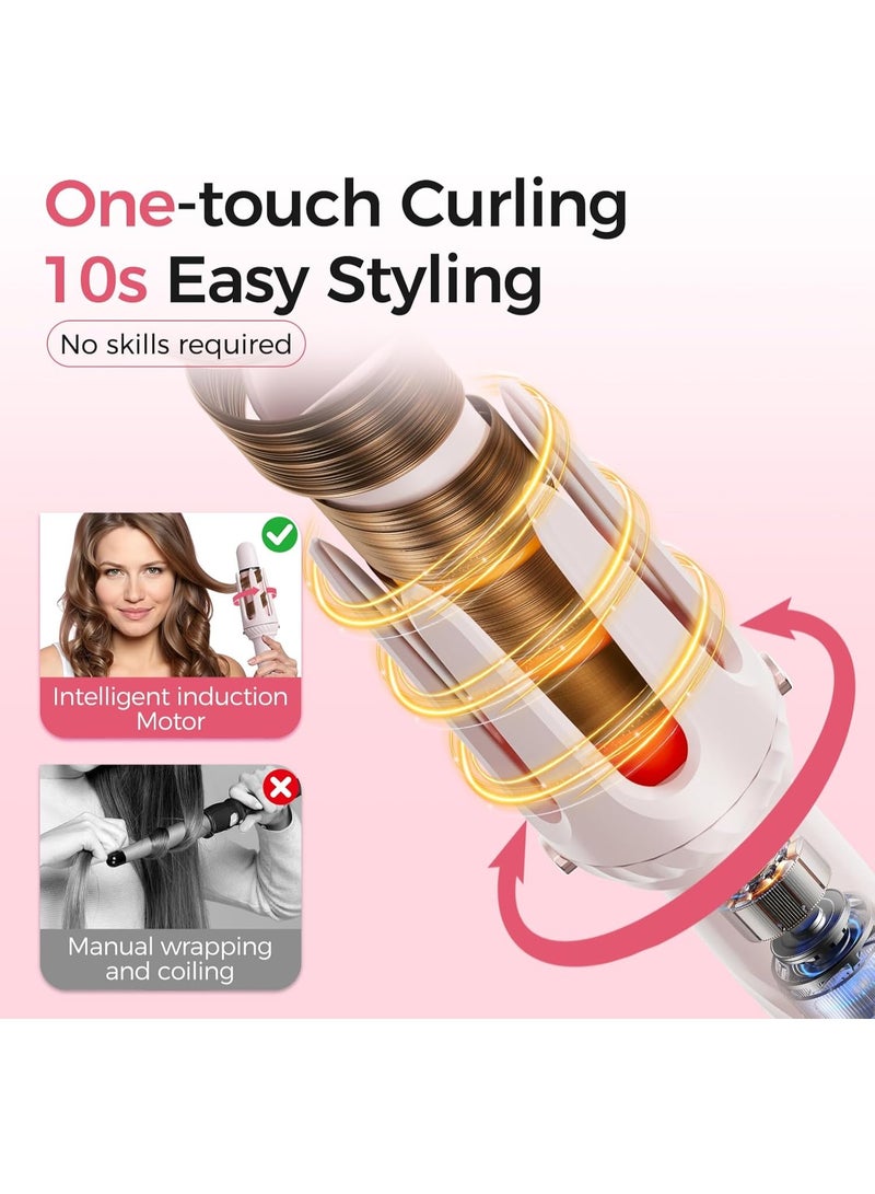 Multifunctional Automatic Curling Iron, Beach Wave Curling Wand, Portable Rotating Curler, Dual Voltage, Lightweight and Portable, Ceramic Coated, Straightening Brush, 1inch and 1.25 inch 3-in-1, Pink - Image 3