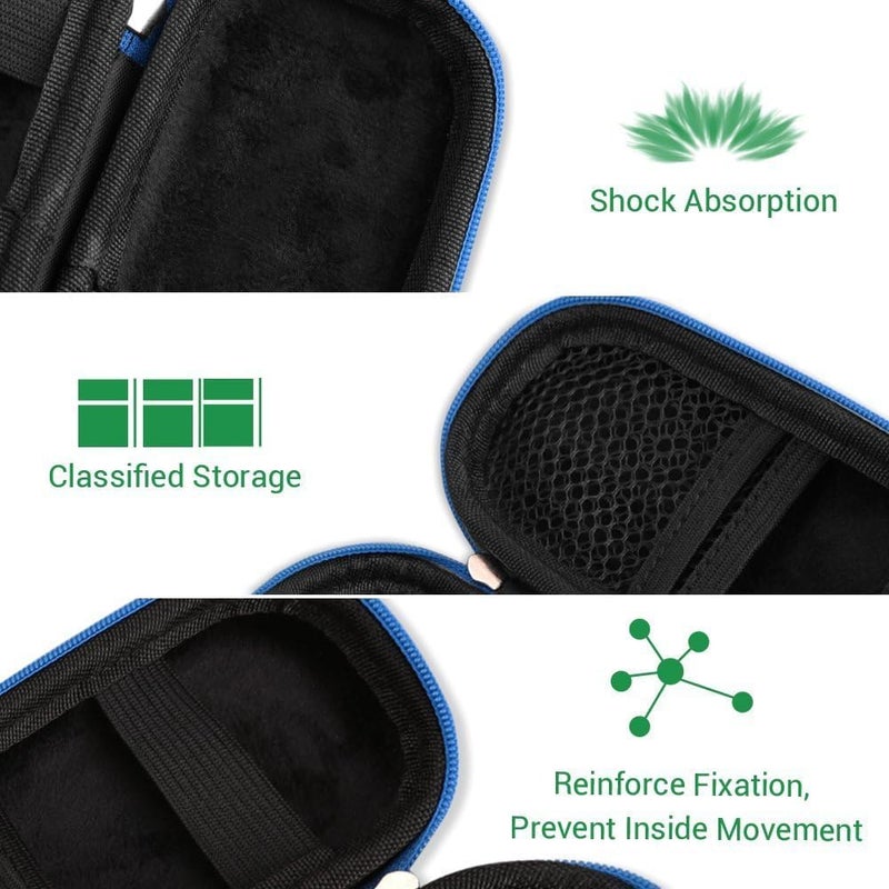 AGPtek Carrying Case, EVA Zipper Carrying Hard Case Cover for Digital Voice Recorders, MP3 Players, Storage Holder for 3D Printing Pen, USB Cable, Earphones, Memory Cards, U Disk, Blue - Image 4