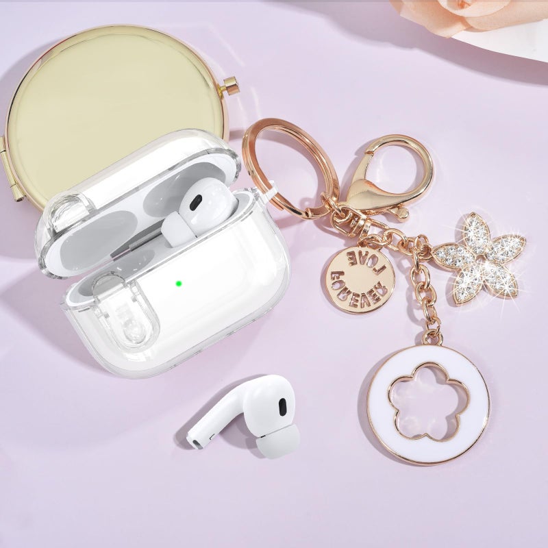 VISOOM (with Safety Lock) Clear Case for Cute Apple Airpods Pro 3 Cases 2025 Women, VISOOM Soft TPU Air pods Pro3 Gen Cases iPods Pro3 Earbuds Case Bling Keychain & Cleaning Kit for Airpod iPod Pro 3rd Gen - Image 2