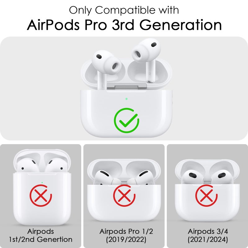 VISOOM (with Safety Lock) Clear Case for Cute Apple Airpods Pro 3 Cases 2025 Women, VISOOM Soft TPU Air pods Pro3 Gen Cases iPods Pro3 Earbuds Case Bling Keychain & Cleaning Kit for Airpod iPod Pro 3rd Gen - Image 3