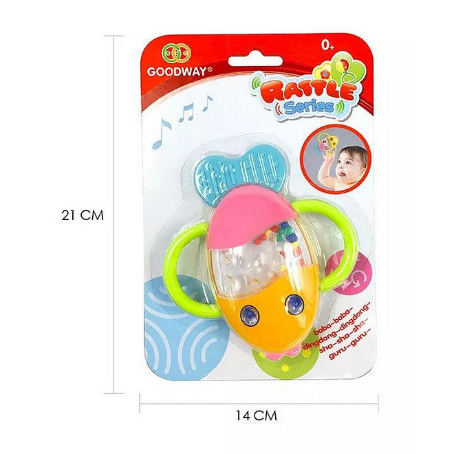 Goodway Fish Rattle Toy for Babies 0 , ABS Material, Smooth Safe Edges, L 11.3 x H 12.5 cm, Colorful Learning Toy - Image 4