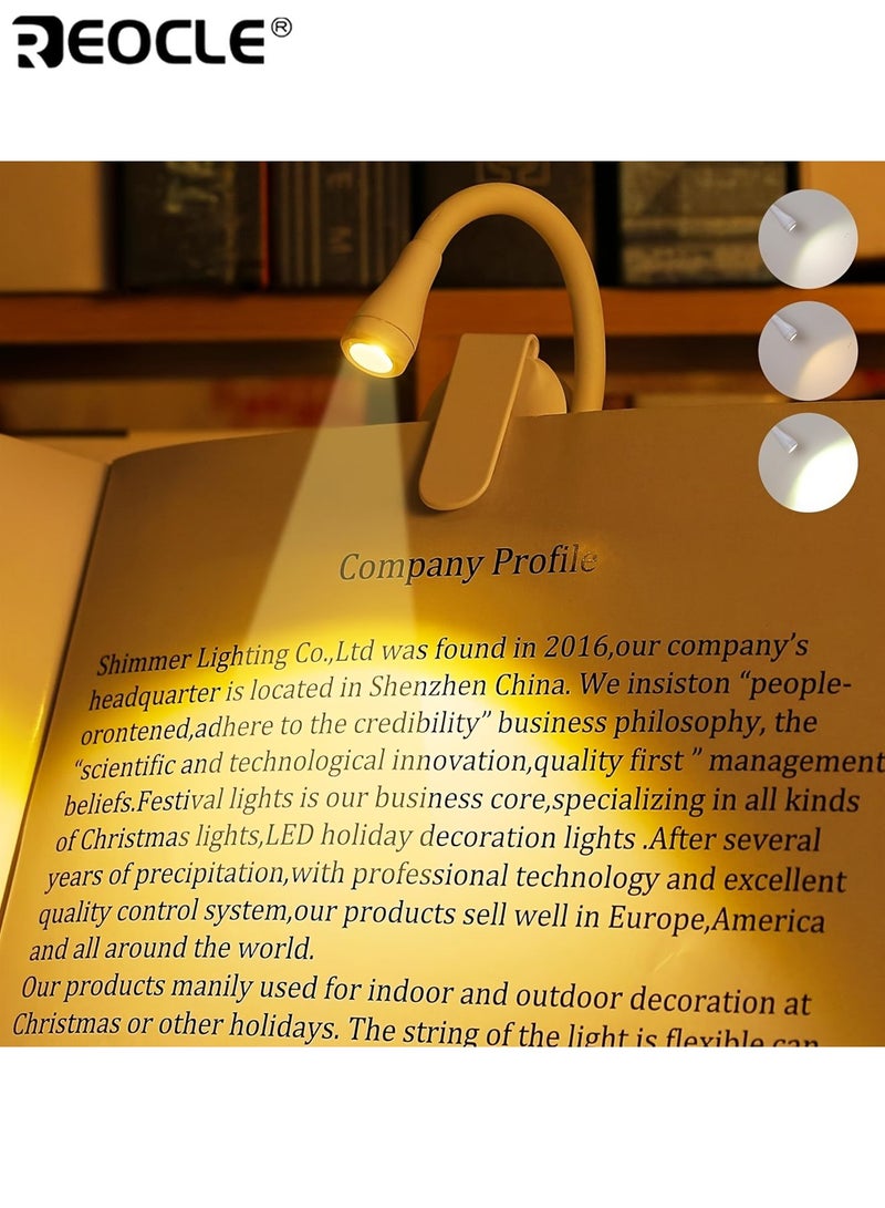 ريوكل مصباح علامة مرجعية صغير ٣ مستويات قابل للتثبيت بمشبك شحن يو إس بي مصباح قراءة قابل للطي حماية العين توفير مساحة ضوء ليلي مناسب للقراءة الليلية العمل غرفة النوم السكن - Image 1