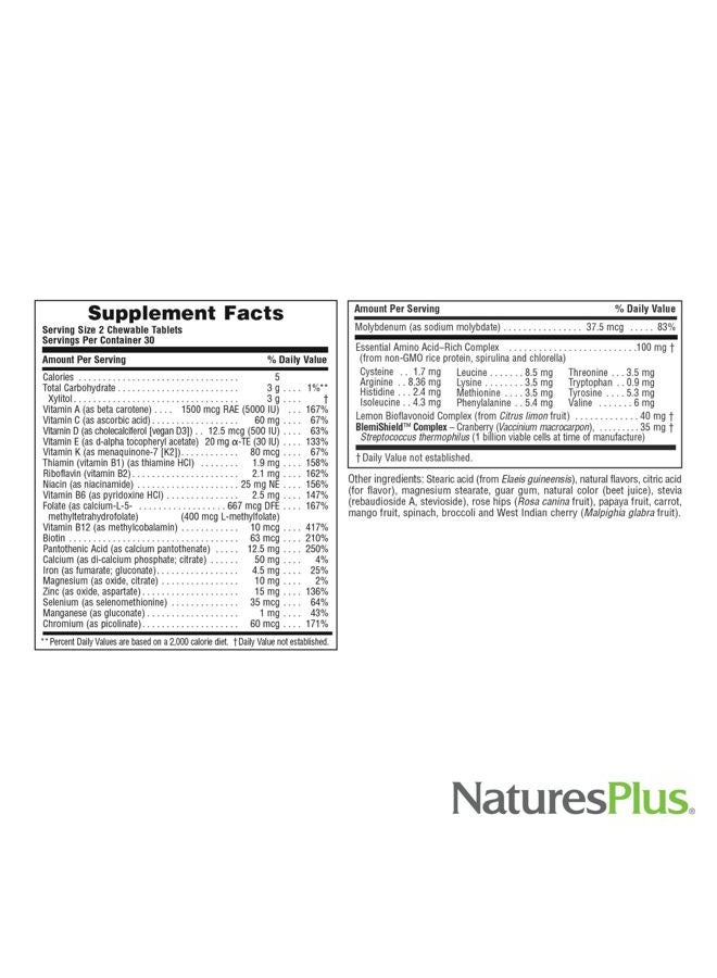 Nature's Plus ناتشرز بلس باور تين للذكور - 60 قرص مضغ، توت بري - مكمل متعدد الفيتامينات للشباب عالي الفعالية - خالي من السكر، نباتي، خالي من الجلوتين - 30 حصة - Image 4