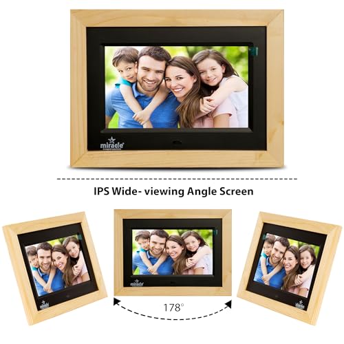 Miracle Digital 7''(17.78) IPS Wooden Digital Photo Frame with High Def Screen,USB DiskCard, RemotePhotos SlideShow,Video Audio, Support SD Built in 8GB Memory & 2GB RAM 180°Wide Angle Viewing(Light) - Image 4