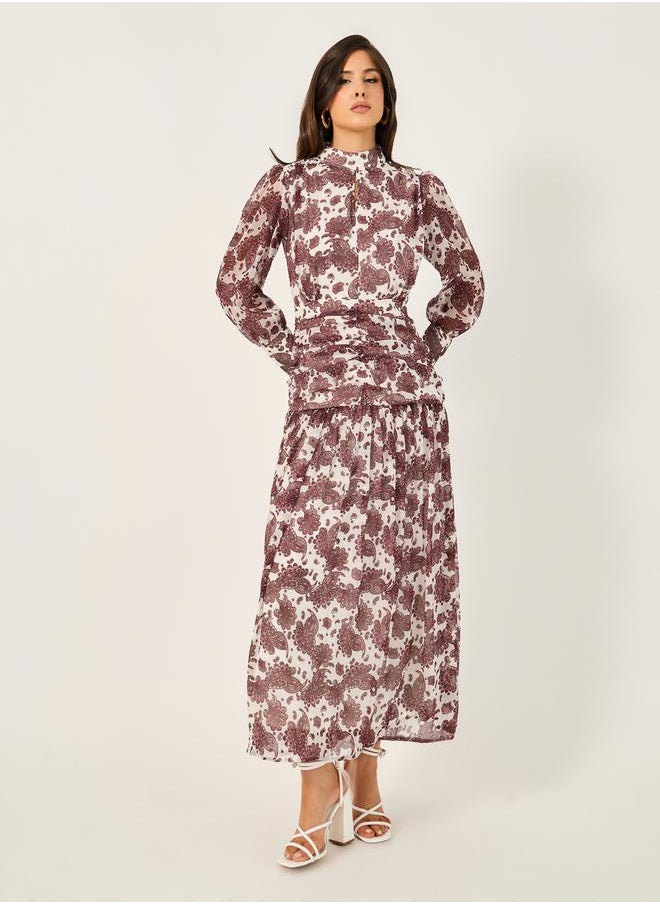 Styli - All Over Print High Neck A-Line Maxi Dress - Image 1