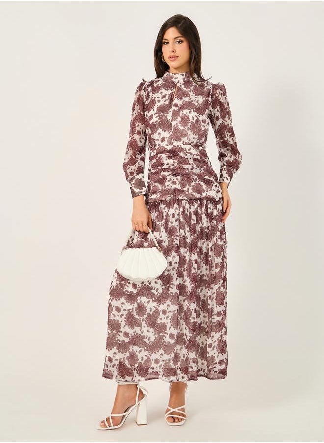 Styli - All Over Print High Neck A-Line Maxi Dress - Image 1