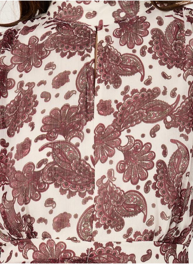 Styli - All Over Print High Neck A-Line Maxi Dress - Image 1