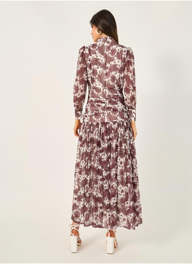 Styli - All Over Print High Neck A-Line Maxi Dress - Image 1