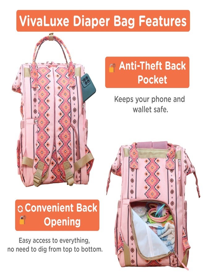 Motherly VivaLuxe Baby Bag for Mother Travel with Warranty/Diaper Bag with Insulated Baby Bottle Pocket/Diaper Bag for Mothers for Travel with Multi Compartments,Stroller Hooks Diaper Bags for Mom (Pink) - Image 3