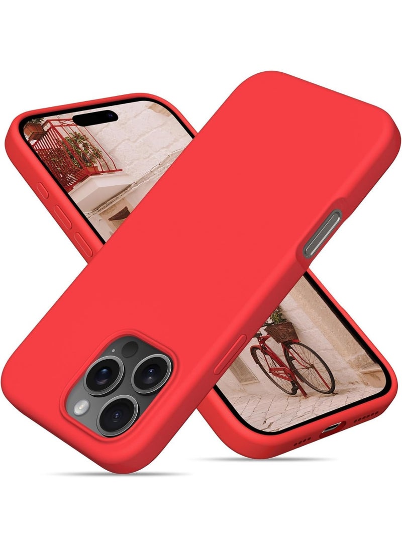 غطاء حماية 16 برو ماكس مع بطانة من الألياف الدقيقة ومضاد للصدمات لهاتف آيفون 16 برو ماكس (أحمر، آيفون 16 برو ماكس 6.9 بوصة) - Image 1