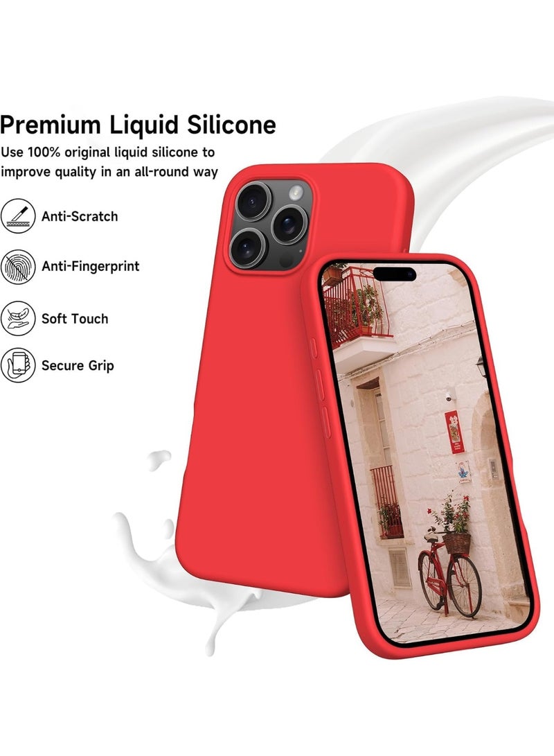 غطاء حماية 16 برو ماكس مع بطانة من الألياف الدقيقة ومضاد للصدمات لهاتف آيفون 16 برو ماكس (أحمر، آيفون 16 برو ماكس 6.9 بوصة) - Image 4