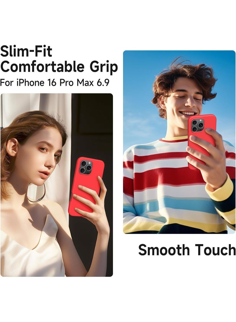 غطاء حماية 16 برو ماكس مع بطانة من الألياف الدقيقة ومضاد للصدمات لهاتف آيفون 16 برو ماكس (أحمر، آيفون 16 برو ماكس 6.9 بوصة) - Image 2