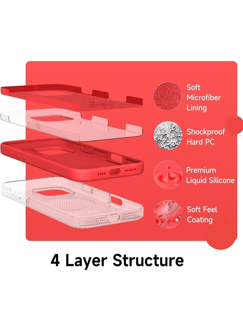 غطاء حماية 16 برو ماكس مع بطانة من الألياف الدقيقة ومضاد للصدمات لهاتف آيفون 16 برو ماكس (أحمر، آيفون 16 برو ماكس 6.9 بوصة) - Image 3