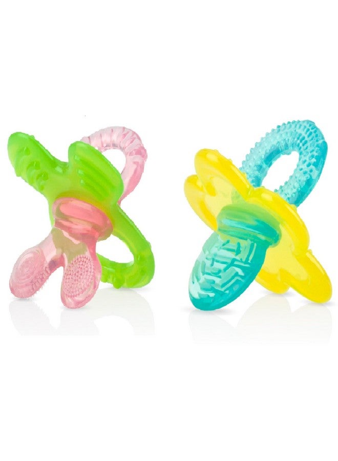 نوبي عضاضة نوبي تشوبيز المصنوعة من السيليكون (وردي/أخضر، أصفر/أزرق مائي، قطعتان)