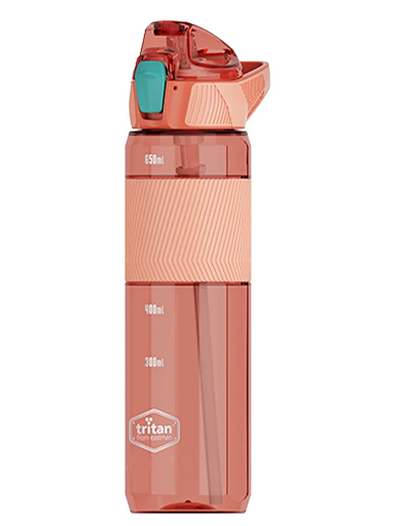 US1984 Water Bottle 750 ML with Travel Mugs with Scale, Tritan Strong Water Bottle Leak proof Durable BPA Free Non-Toxic Water bottles for office gym (Orange) - Image 1
