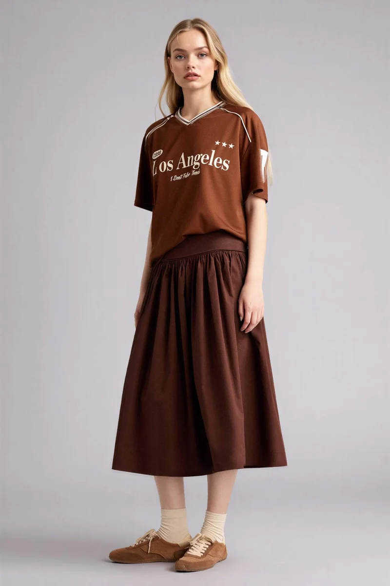 ديفاكتو Printed Oversize Polo T-Shirt