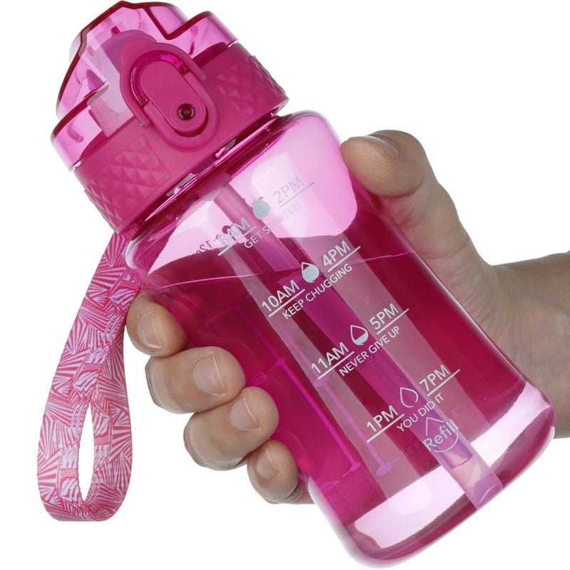 OLDLEY 12oz Kids Motivational Water Bottle with Silicone Straw, Leak-Proof Tritan BPA-Free, Reusable for School Girls & Boys, Eggplant - Image 1